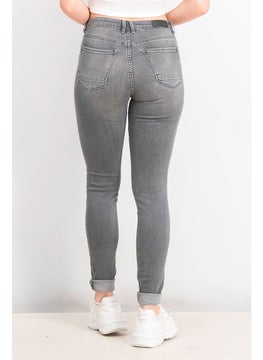 ESPRIT بنطلون جينز نسائي ضيق بخصر متوسط، رمادي  - Image 4