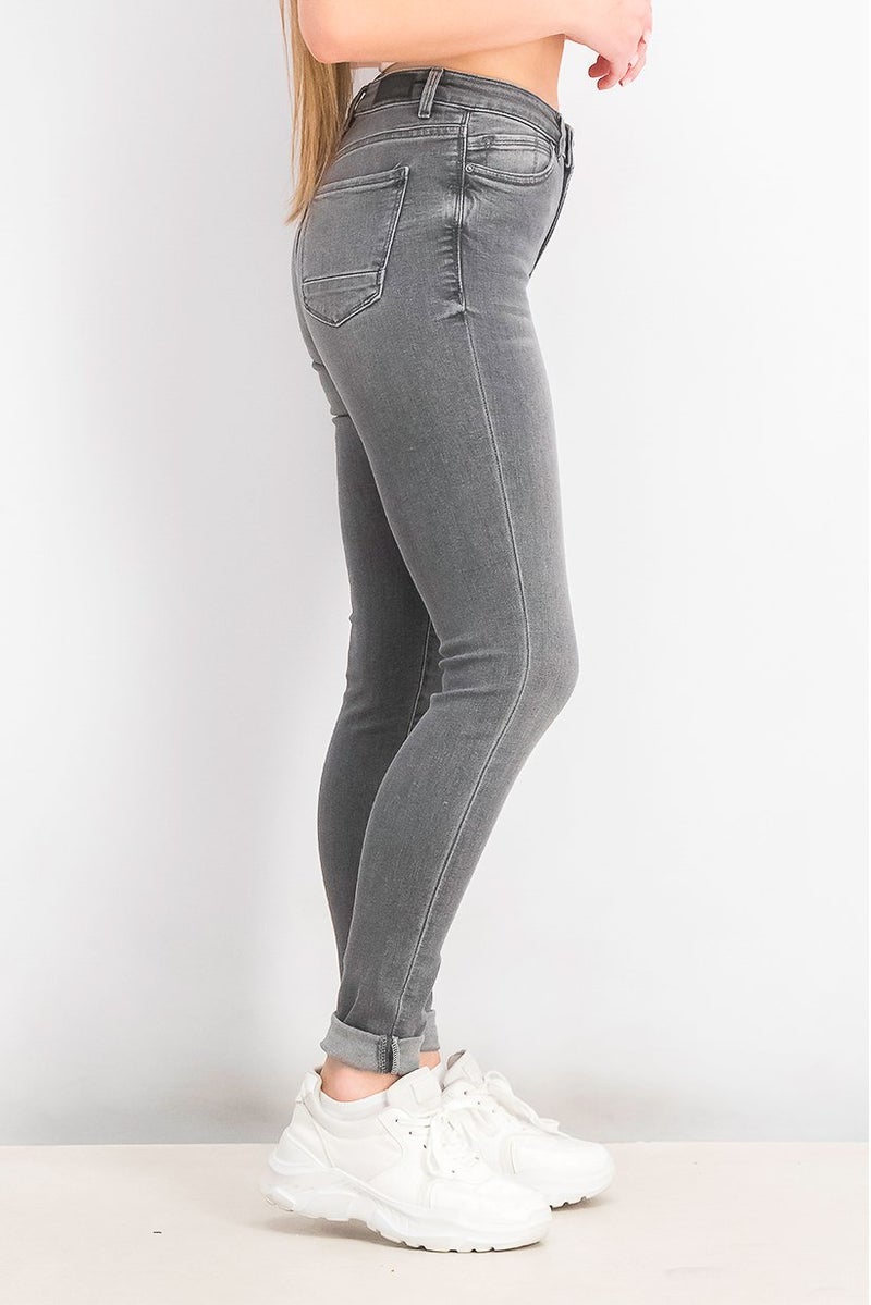 ESPRIT بنطلون جينز نسائي ضيق بخصر متوسط، رمادي - Image 2