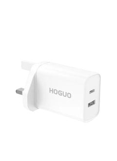 HOGUO 24.5W Wall Travel Charger USB Port QC 3.0 Type-C PD Output 5V/3A 9V/2.22A 12V/1.67A White  - Image 1