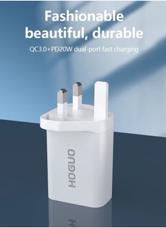 HOGUO 24.5W Wall Travel Charger USB Port QC 3.0 Type-C PD Output 5V/3A 9V/2.22A 12V/1.67A White  - Image 3