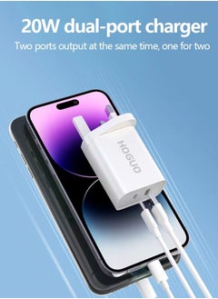 HOGUO 24.5W Wall Travel Charger USB Port QC 3.0 Type-C PD Output 5V/3A 9V/2.22A 12V/1.67A White  - Image 2