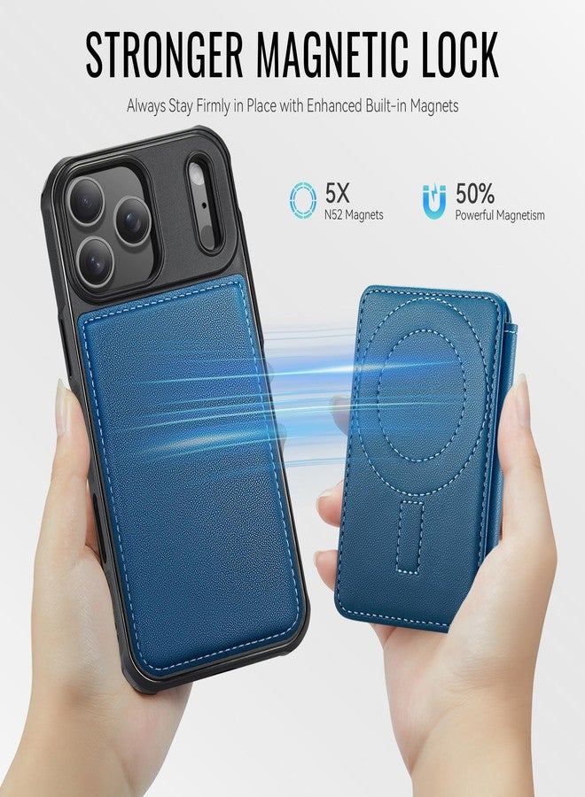 Usroom for iPhone 17 Pro Case Wallet Compatible with Magsafe, RFID Blocking Magnetic Card Holder 2 in 1 Detachable Kickstand Shockproof Phone Case for iPhone 17 Pro 6.3" Blue - Image 2