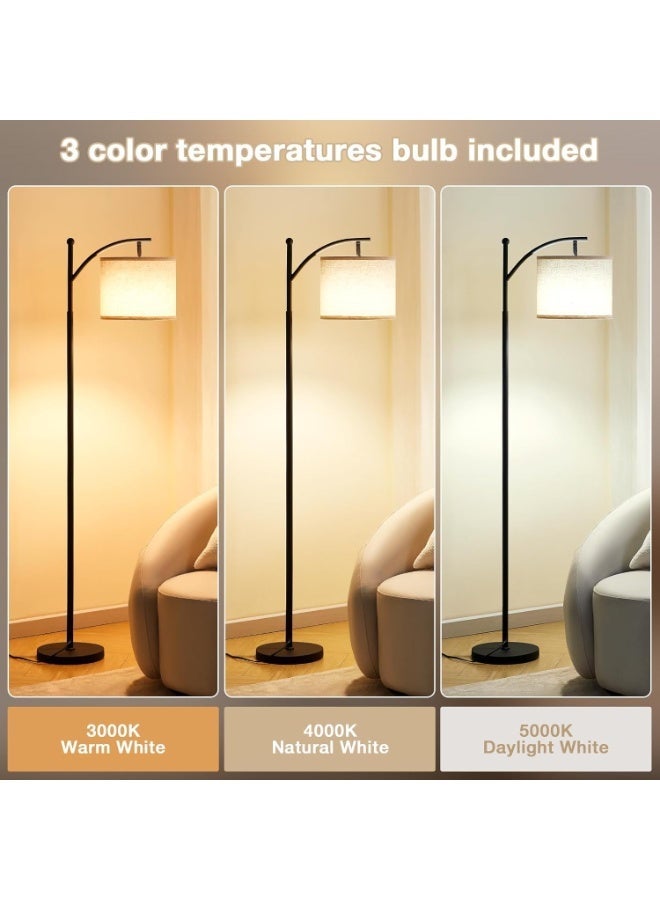 آه آه مصباح أرضي لغرفة المعيشة مع لمبة LED بثلاثة ألوان، مصباح قائم عصري مع غطاء قماشي قابل للتعديل، مصباح أرضي صناعي طويل للقراءة في غرفة النوم أو المكتب - Image 4