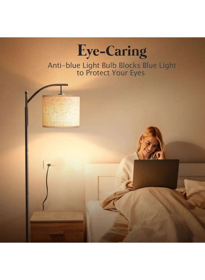 آه آه مصباح أرضي لغرفة المعيشة مع لمبة LED بثلاثة ألوان، مصباح قائم عصري مع غطاء قماشي قابل للتعديل، مصباح أرضي صناعي طويل للقراءة في غرفة النوم أو المكتب - Image 2