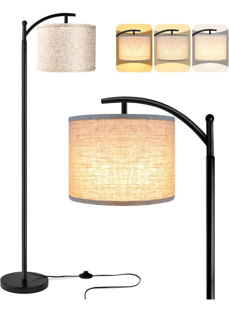 آه آه مصباح أرضي لغرفة المعيشة مع لمبة LED بثلاثة ألوان، مصباح قائم عصري مع غطاء قماشي قابل للتعديل، مصباح أرضي صناعي طويل للقراءة في غرفة النوم أو المكتب - Image 1