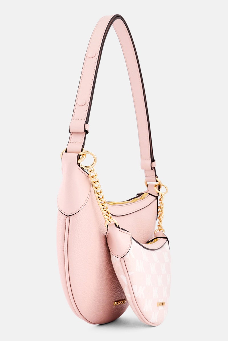 Michael Kors Women Brand Logo Shoulder Bag With Small Pouch, Pink - Image 4