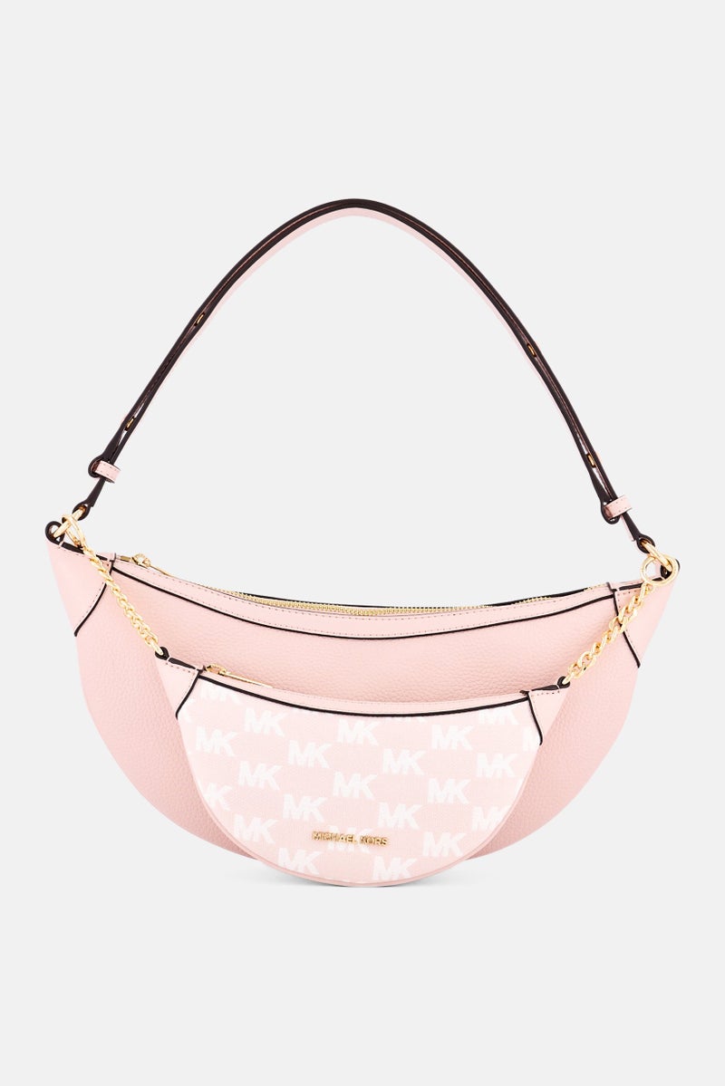 Michael Kors Women Brand Logo Shoulder Bag With Small Pouch, Pink - Image 1