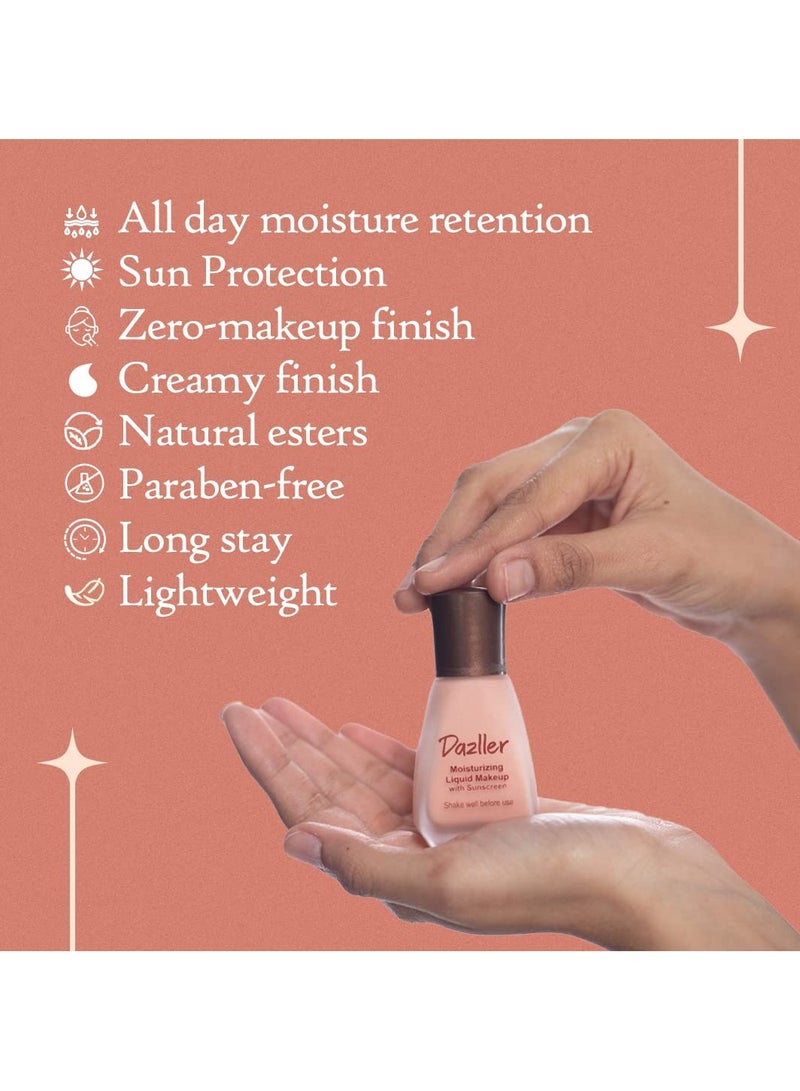 دازلير مكياج سائل مرطب للوجه من دازلر، 27 مل، بودرة مضغوطة كلاسيكية 9 جرام، لمسة نهائية طبيعية خفيفة الوزن 8008 - Image 3