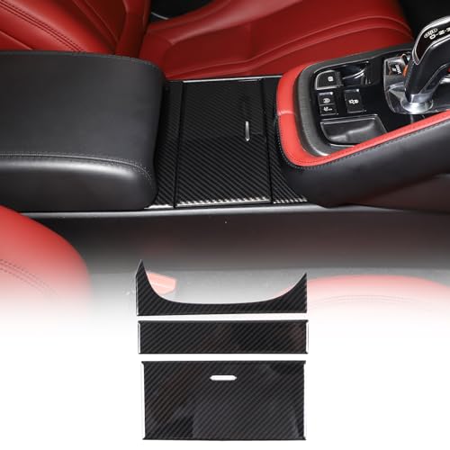 Daeiclru Car Central Control Storage Box Panel Trim Cover Compatible with Jaguar FType 20132024 ABS Center Consoles Water Cup Holder Panel Cover Interior Accessories Carbon Fiber Pattern