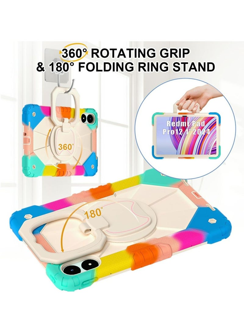 Fankalo حافظة تابلت لجهاز شاومي ريدمي باد برو / شاومي بوكو باد 12.1 بوصة مع قاعدة متعددة الوظائف تدور 360 درجة غطاء واقي كامل مضاد للصدمات مع حزام كتف - Image 2
