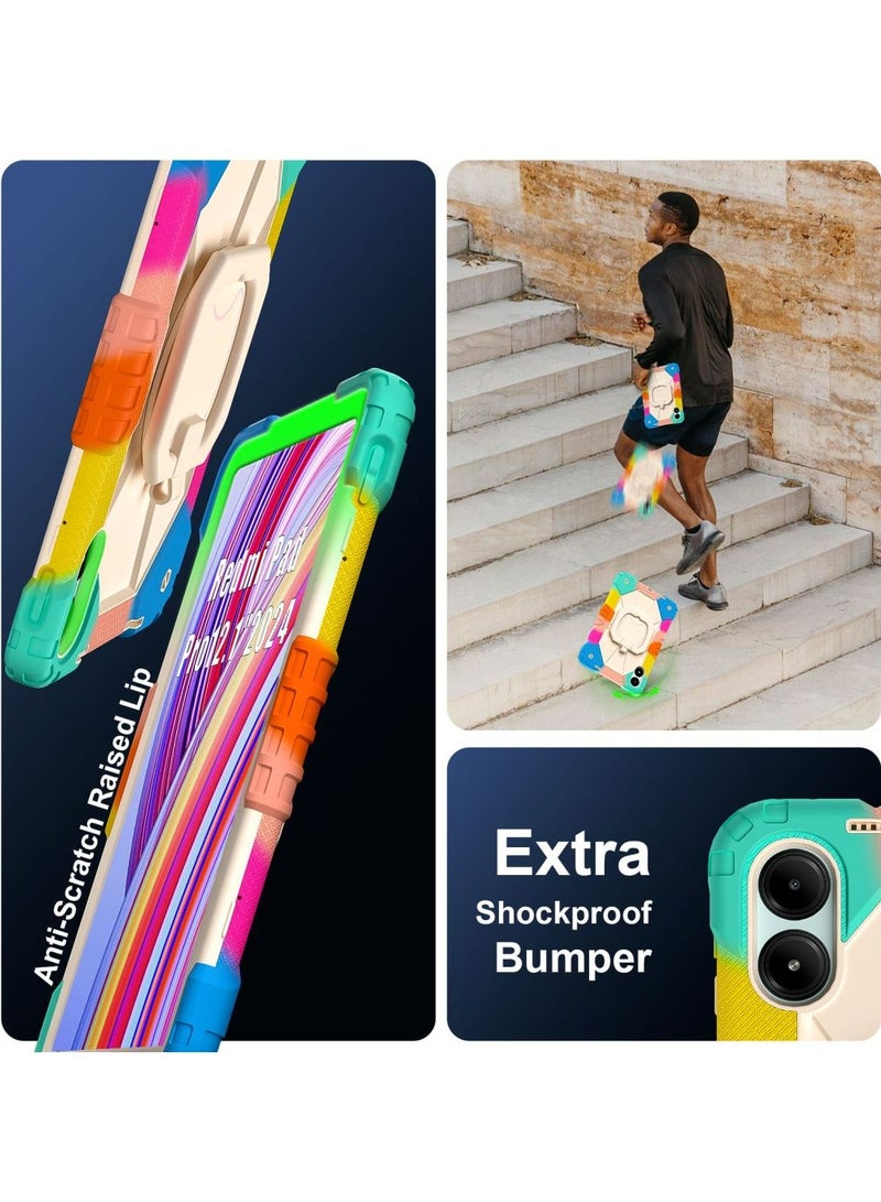 Fankalo حافظة تابلت لجهاز شاومي ريدمي باد برو / شاومي بوكو باد 12.1 بوصة مع قاعدة متعددة الوظائف تدور 360 درجة غطاء واقي كامل مضاد للصدمات مع حزام كتف - Image 4