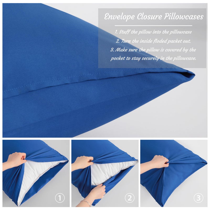NTBAY King Pillow Cases Set of 2  2 Pack Brushed Microfiber 20x36 Pillow Cases  Soft  Wrinkle  Fade  Stain Resistant Royal Blue Pillow Cases with Envelope Closure  20x36 Inches  Royal Blue - Image 4