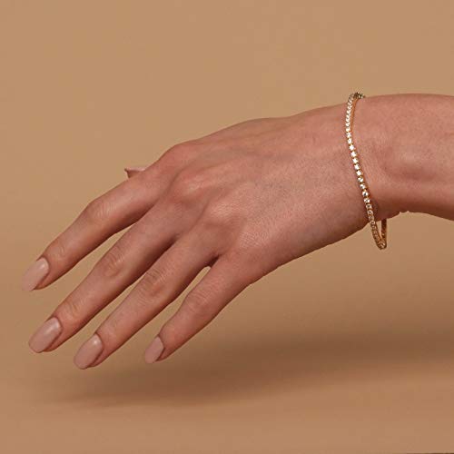 PAVOI 14K Gold Plated Cubic Zirconia Classic Tennis Bracelet | White Gold Bracelets for Women | 6.5 Inches - Image 2