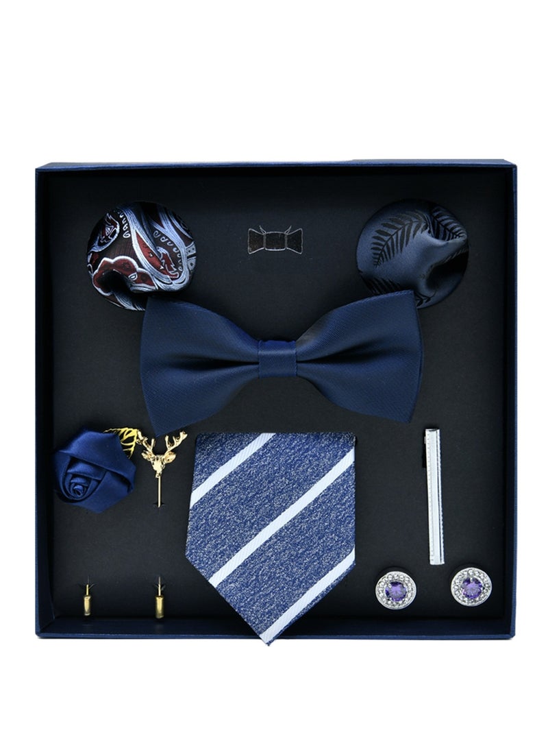 8 pcs high-end tie men's business professional formal tie bow tie cufflinks fashion accessories gift box  - Image 1