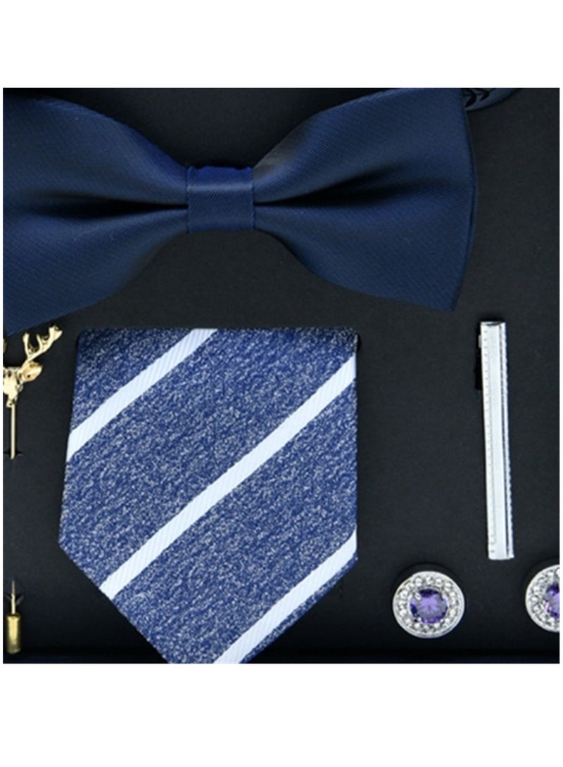 8 pcs high-end tie men's business professional formal tie bow tie cufflinks fashion accessories gift box  - Image 3