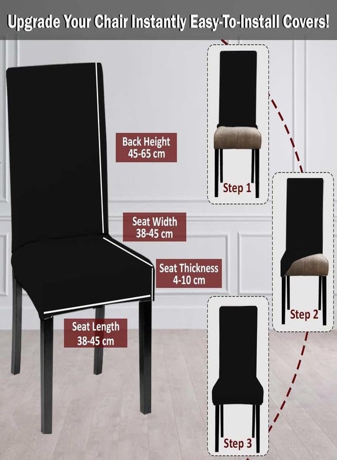 HOTKEI Pack of 4 Black Color 200 GSM Elastic Stretchable Dining Table Chair Seat Cover Protector Slipcover for Dining Table Chair Covers Stretchable 1 Piece Pack of 4 Seater - Image 3
