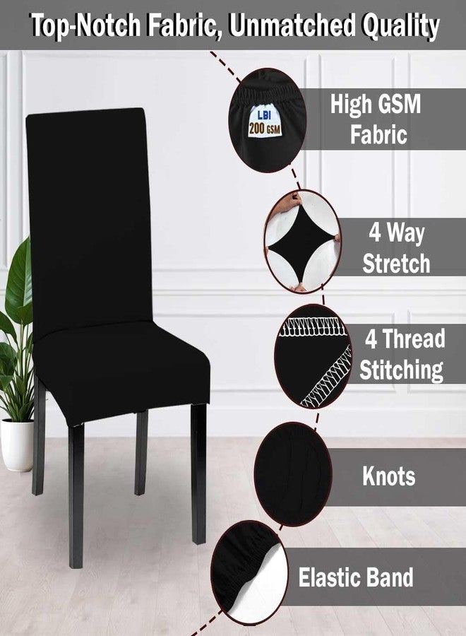 HOTKEI Pack of 4 Black Color 200 GSM Elastic Stretchable Dining Table Chair Seat Cover Protector Slipcover for Dining Table Chair Covers Stretchable 1 Piece Pack of 4 Seater - Image 4