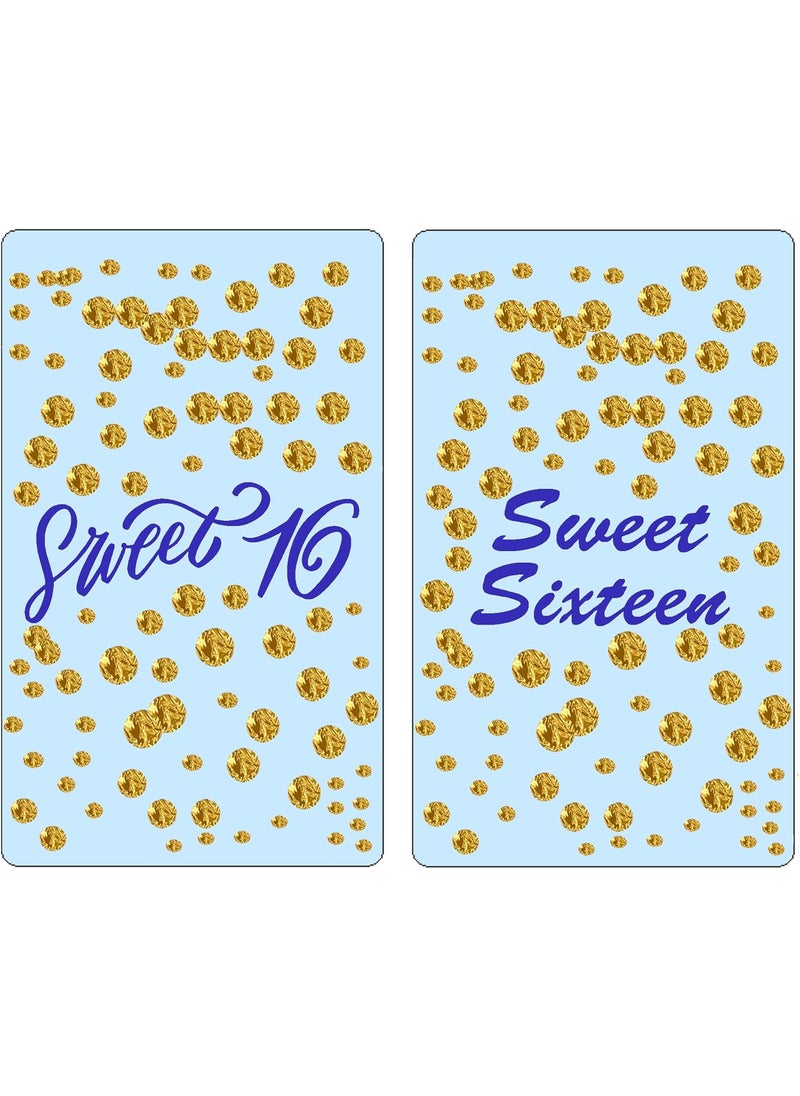 RokAPary RokAPary Blue 16th Birthday Miniatures Candy Bar Wrapper Set of 60 Sweet 16 Mini Candy Bar Stickers Sweet Sixteen Party Favors Candy Not Included Made in USA  - Image 2