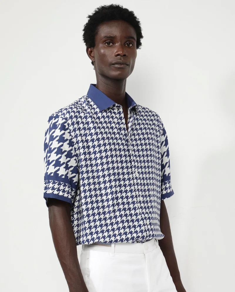 Rare Rabbit Men's Houndstooth Print Shirt