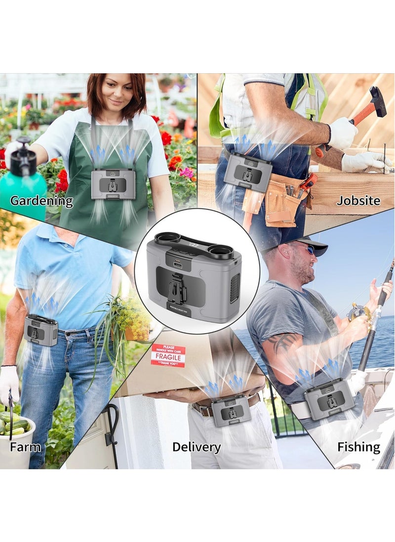 oakura Oakura 20000mAh Outdoor Portable Waist Fan Hanging Neck Fan Strong Wind with Power Bank LED Lighting for Sports Courier Outdoor Working  - Image 4