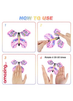 amazing.EGP 5 pieces - Magic Flying Butterfly for Gift Boxes, Flying Fairy Toys Wind Elastic Band Flying Butterfly Toys for Books, Surprise Gift for Wedding Birthday Party  - Image 2