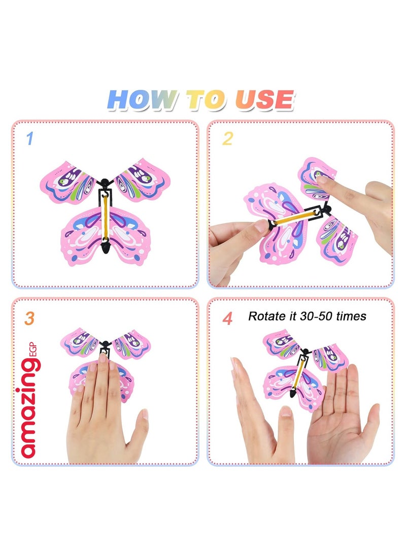 amazing.EGP 5 pieces - Magic Flying Butterfly for Gift Boxes, Flying Fairy Toys Wind Elastic Band Flying Butterfly Toys for Books, Surprise Gift for Wedding Birthday Party  - Image 2