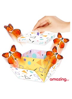 amazing.EGP 5 pieces - Magic Flying Butterfly for Gift Boxes, Flying Fairy Toys Wind Elastic Band Flying Butterfly Toys for Books, Surprise Gift for Wedding Birthday Party  - Image 4