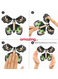 amazing.EGP 5 pieces - Magic Flying Butterfly for Gift Boxes, Flying Fairy Toys Wind Elastic Band Flying Butterfly Toys for Books, Surprise Gift for Wedding Birthday Party  - Image 5