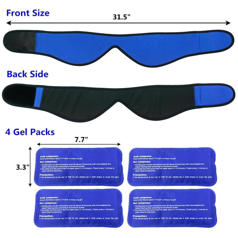 WORLD-BIO Face Ice Pack Wrap for TMJ, Wisdom Teeth, WORLD-BIO Jaw Wrap with 4 Reusable Hot Cold Therapy Gel Packs for Head, Chin, Oral and Facial Surgery, Pain Relief for Swelling, Injuries, Dental Implants - Image 4