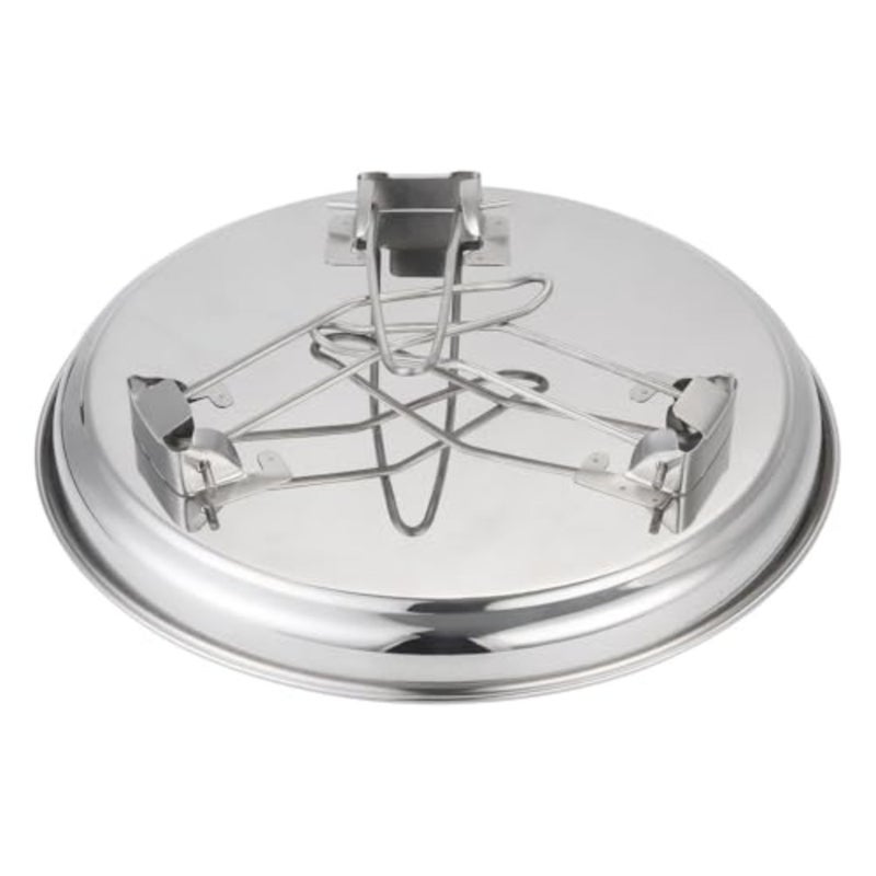 ALSANIDI, Round stainless steel plate with Foldable legs, Trips plates, Silver, Size 50 Cm - Image 3