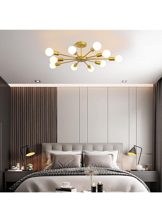 erorex Modern Gold Ceiling Light Sputnik Chandelier 10 Lights Vintage Industrial Style Ceiling Lighting For Living Room Bedroom Dining Room Study Farmhouse Kitchen Without Bulbs - Image 4