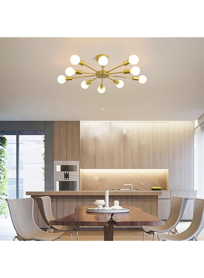 erorex Modern Gold Ceiling Light Sputnik Chandelier 10 Lights Vintage Industrial Style Ceiling Lighting For Living Room Bedroom Dining Room Study Farmhouse Kitchen Without Bulbs - Image 5