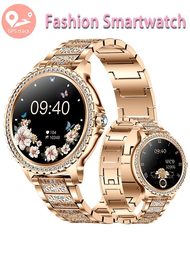 رولستيمي أزياء المرأة / السيدات بلوتوث الذكية ووتش رت-إي 58 ، 1.32 بوصة شاشة تعمل باللمس الكامل ، دعوة الجواب / الطلب ، وسائط رياضية متعددة المتاحة ، الرياضة والنوم الرصد ، الأزياء الفاخرة المرأة الذكية يمكن ارتداؤها ووتش - Image 1
