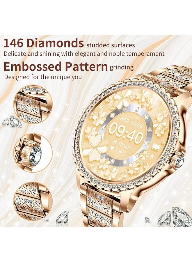 رولستيمي أزياء المرأة / السيدات بلوتوث الذكية ووتش رت-إي 58 ، 1.32 بوصة شاشة تعمل باللمس الكامل ، دعوة الجواب / الطلب ، وسائط رياضية متعددة المتاحة ، الرياضة والنوم الرصد ، الأزياء الفاخرة المرأة الذكية يمكن ارتداؤها ووتش - Image 2