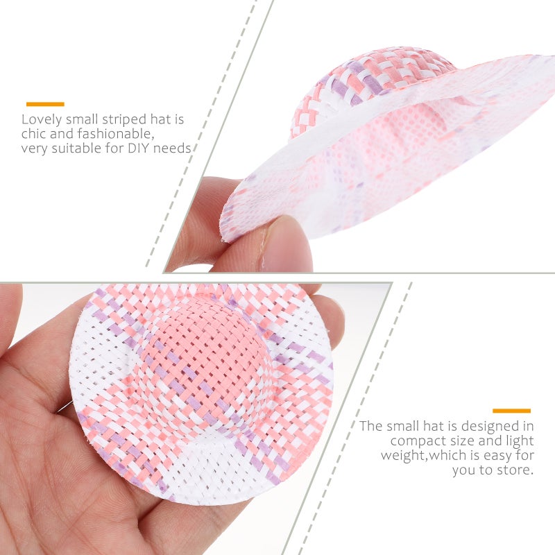 12pcs Mini Hat Miniature Doll Striped Hat Sun Hat Doll Clothing Accessory - Image 3
