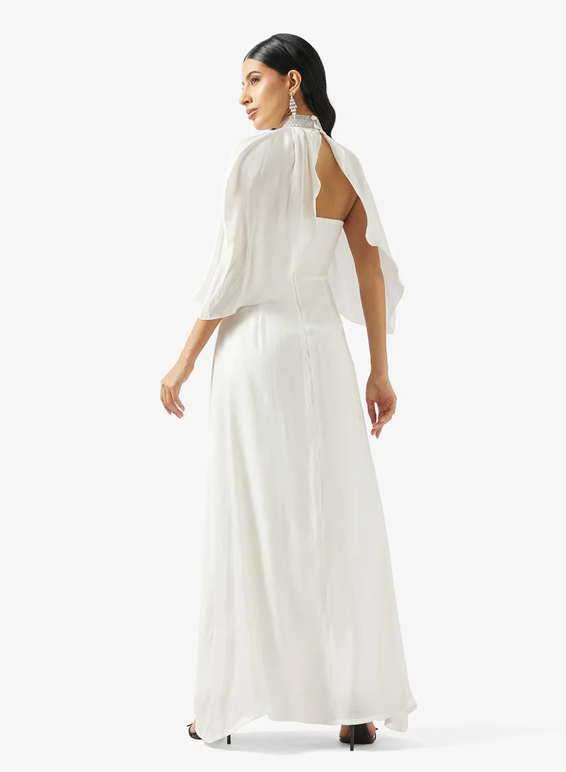 Golden Apple Shimmering Cape Maxi Dress