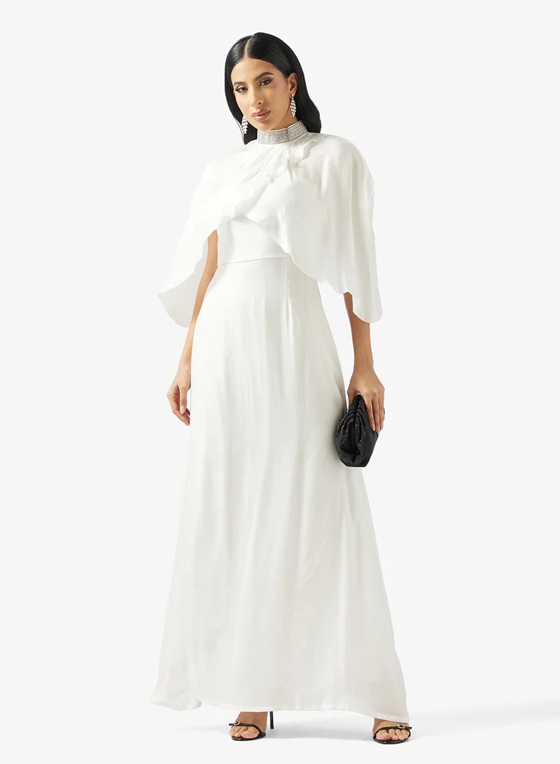 Golden Apple  Shimmering Cape Maxi Dress for Women | Best Price UAE