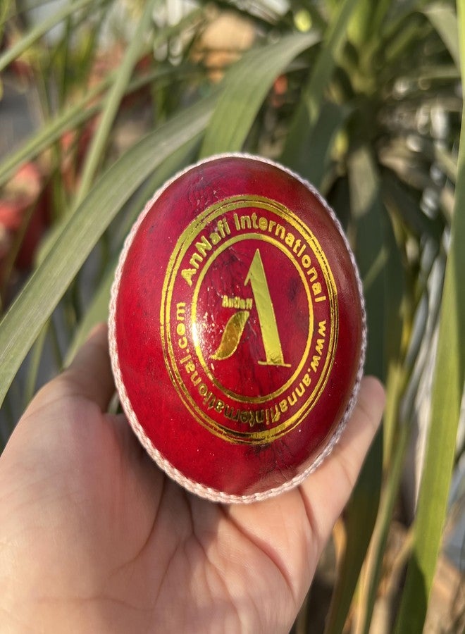 AnNafi® Red Cricket Ball | Red Color Leather Cricket Balls for Practice A Grade Handstitched | Senior Official Hard & Seasoned |No Stamp for Indoor and Outdoor Practice & Training Cricket Ball (1) - Image 2