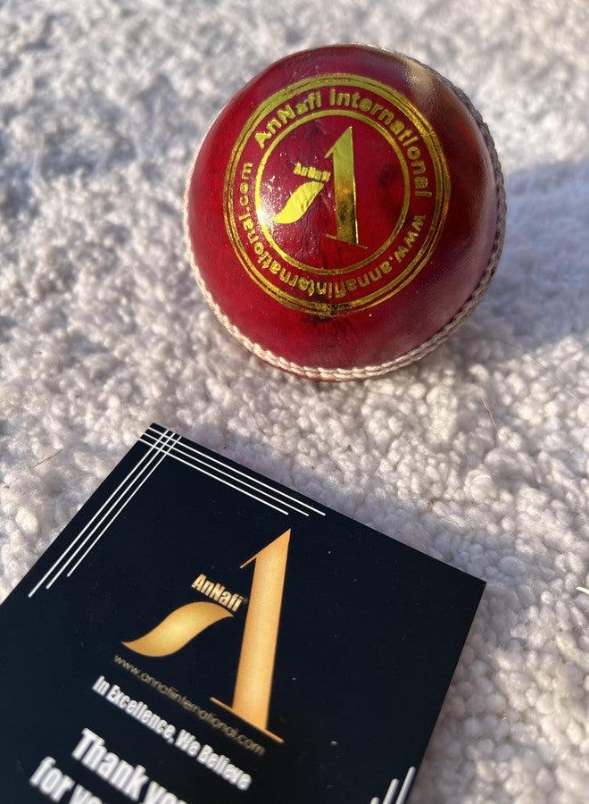 AnNafi® Red Cricket Ball | Red Color Leather Cricket Balls for Practice A Grade Handstitched | Senior Official Hard & Seasoned |No Stamp for Indoor and Outdoor Practice & Training Cricket Ball (1) - Image 4