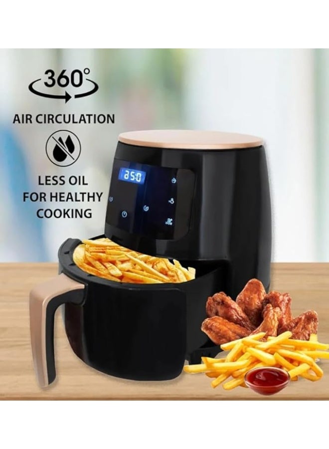 سيلفر كريست قلاية هوائية كهربائية سيلفر كريست – سعة 6 لتر، بقوة 2400 وات، طهي صحي بدون زيت، تحكم بالحرارة والمؤقت، دوران هواء ساخن سريع، سلة غير لاصقة، تصميم عصري أنيق باللون الأسود، 220 فولت / 50 هرتز - Image 3