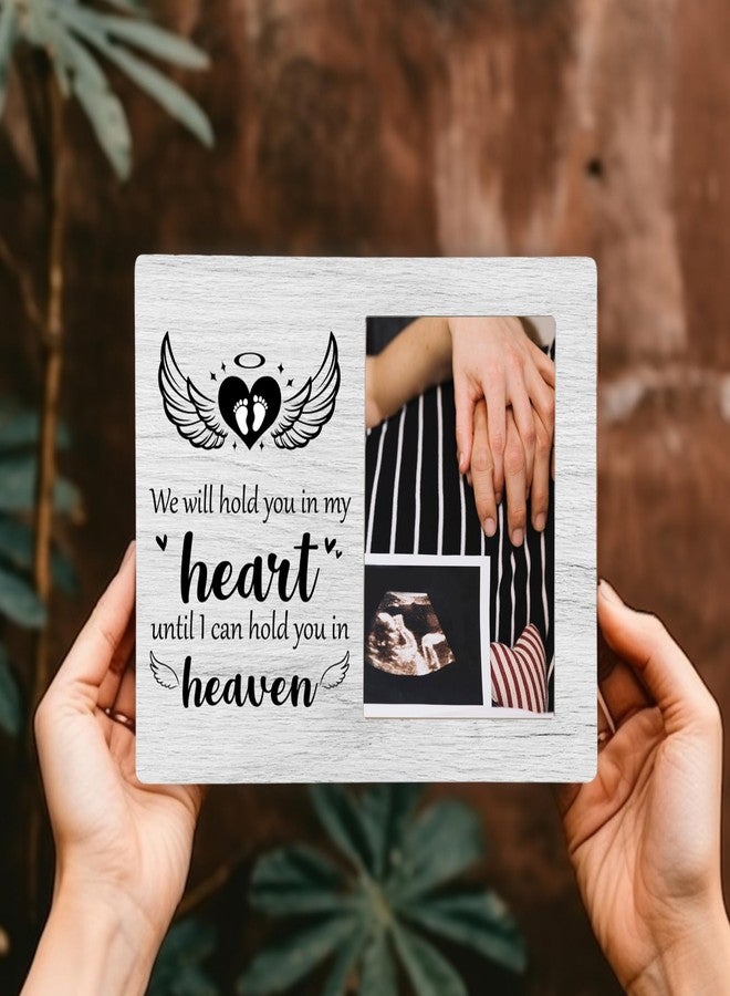 CAIFZ Baby Memorial Picture Frame, We Will Hold You in My Heart Remembrance Wooden Photo Frame Gifts for Loss of Baby, 4x6 inch Photo - Image 2