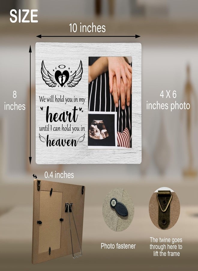 CAIFZ Baby Memorial Picture Frame, We Will Hold You in My Heart Remembrance Wooden Photo Frame Gifts for Loss of Baby, 4x6 inch Photo - Image 3