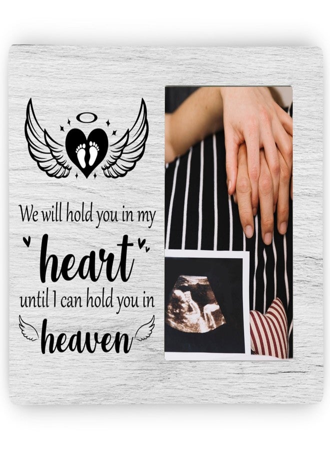 CAIFZ Baby Memorial Picture Frame, We Will Hold You in My Heart Remembrance Wooden Photo Frame Gifts for Loss of Baby, 4x6 inch Photo - Image 1