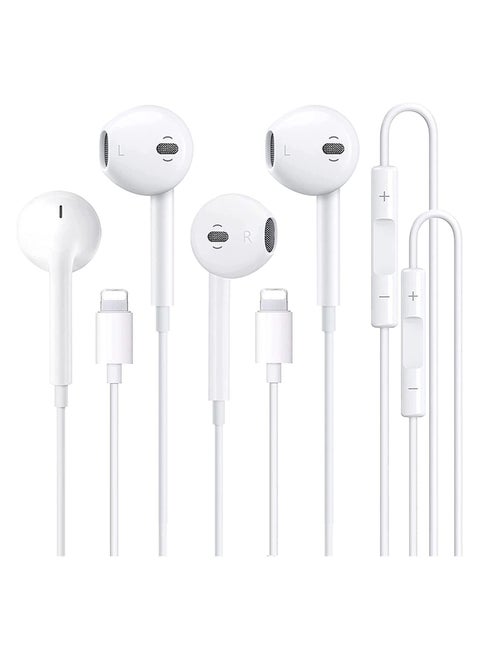 2 Pack-Apple Earbuds iPhone Headphones, Earphones with Lightning Wired Noise Isolating [Apple MFi Certified] Built-in Microphone & Volume Control Compatible with iPhone 12/11/XR/XS/X/7/7 Plus/8/8Plus