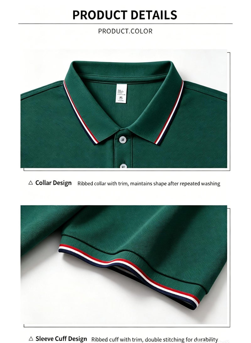هاكيت لندن HACKETT LONDON Classic striped lapel POLO shirt for men and women couples with beaded cotton short sleeves. - Image 5