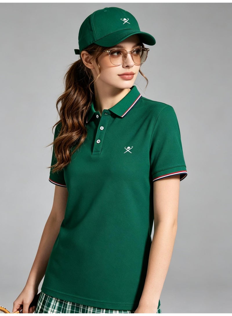 هاكيت لندن HACKETT LONDON Classic striped lapel POLO shirt for men and women couples with beaded cotton short sleeves. - Image 2
