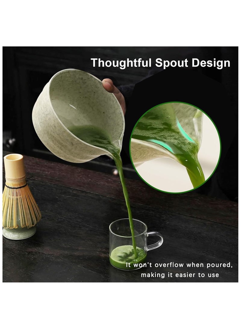 GuRiver 4-piece Japanese Matcha Set with Spout, Ceramic Matcha Bowl+Whisk Holder+Bamboo Whisk+Spoon,for Traditional Tea Ceremony-Coarse Ceramic Perfect Handmade Matcha Kit to Prepare Traditional Matcha Tea, 100% Natural Matcha Gift Kit (Green) - Image 5