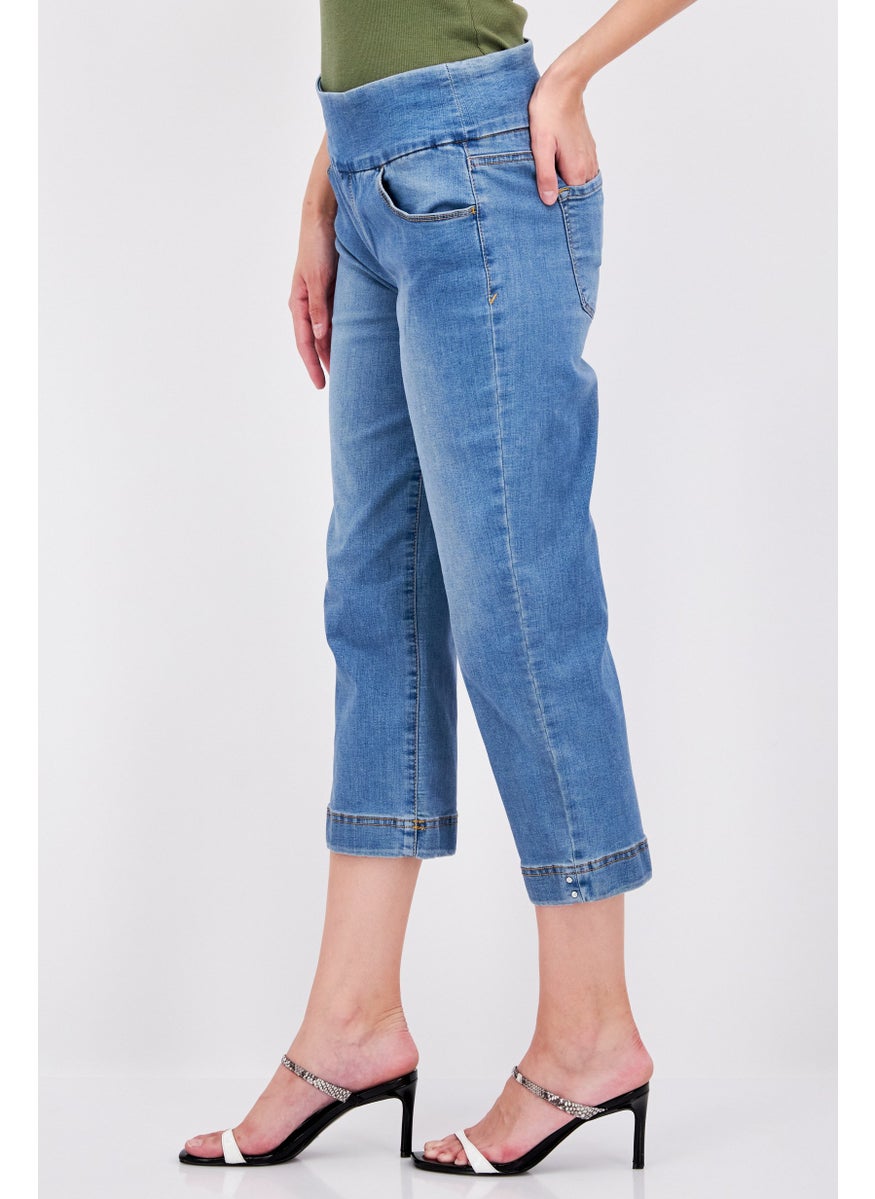 Women Regular Fit Washed Stretchable Denim, Blue - pzsku/Z1076D2252DE80229BECEZ/45/_/1735568094/b8bcb95a-9262-4df5-8e8e-8bec0593adcb