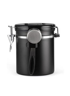Arabest Coffee Canister Airtight Vacuum Stainless Steel Kitchen Food Storage Container with Date Tracker and Scoop for Beans Grounds Tea Flour Cereal Sugar (Black, 1.8L)  - Image 1
