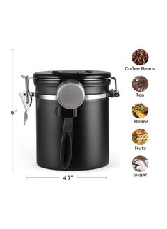Arabest Coffee Canister Airtight Vacuum Stainless Steel Kitchen Food Storage Container with Date Tracker and Scoop for Beans Grounds Tea Flour Cereal Sugar (Black, 1.8L)  - Image 5